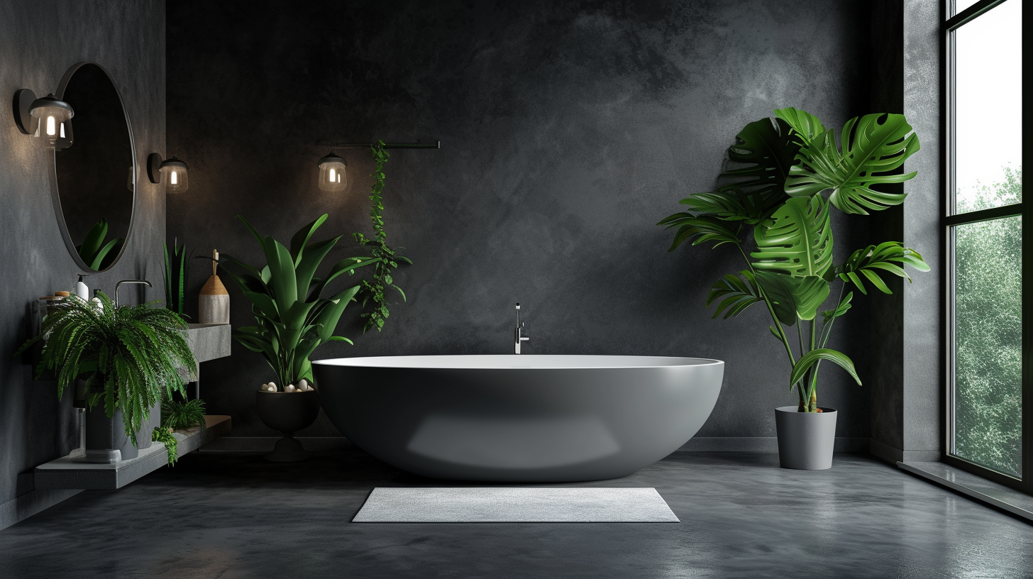 megadis_Modern_bathroom_with_dark_grey_walls_and_green_elements_776d33c8-b4e4-4e66-8841-a26302572aef